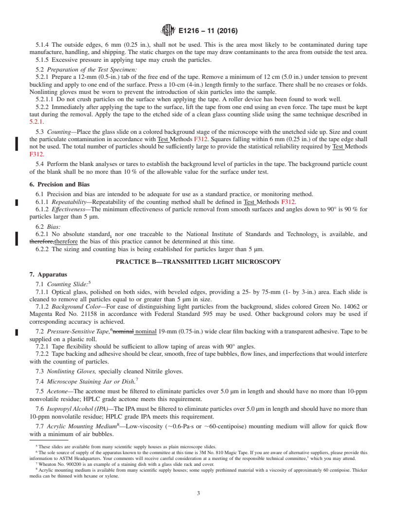 REDLINE ASTM E1216-11(2016) - Standard Practice for Sampling for Particulate Contamination by Tape Lift