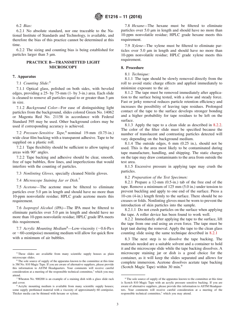 ASTM E1216-11(2016) - Standard Practice for Sampling for Particulate Contamination by Tape Lift