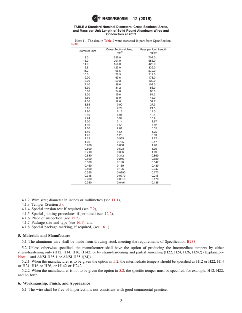 REDLINE ASTM B609/B609M-12(2016) - Standard Specification for Aluminum 1350 Round Wire, Annealed and Intermediate Tempers,  for Electrical Purposes