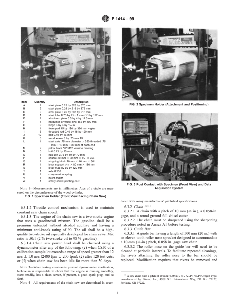 ASTM F1414-99 - Standard Test Method for Measurement of Cut Resistance to Chain Saw in Lower Body (Legs) Protective Clothing