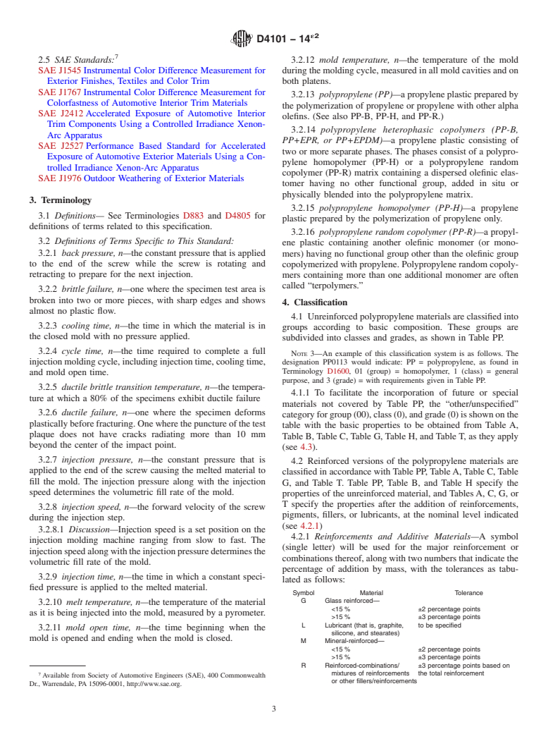 ASTM D4101-14e2 - Standard Specification for Polypropylene Injection and Extrusion Materials