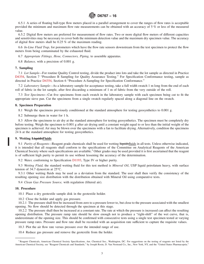 REDLINE ASTM D6767-16 - Standard Test Method for Pore Size Characteristics of Geotextiles by Capillary Flow  Test