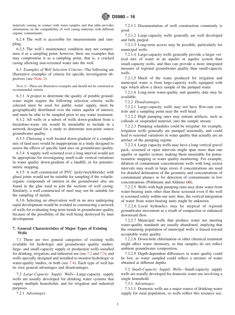 ASTM D5980-16 - Standard Guide for  Selection and Documentation of Existing Wells for Use in Environmental   Site Characterization and Monitoring