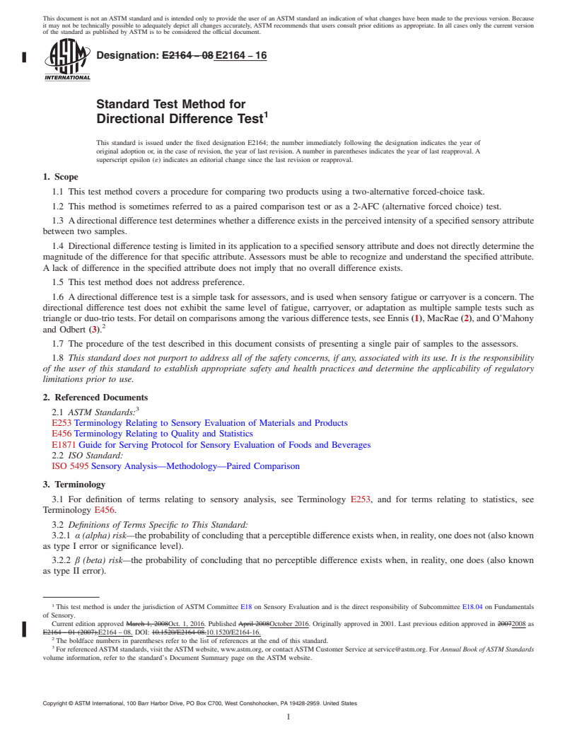 REDLINE ASTM E2164-16 - Standard Test Method for  Directional Difference Test