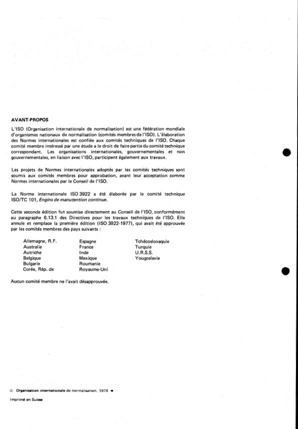 ISO 3922:1978 ISO 3922:1978 - Engins de manutention continue -- Écluses rotatives -- Spécifications dimensionnelles - Page 2 preview