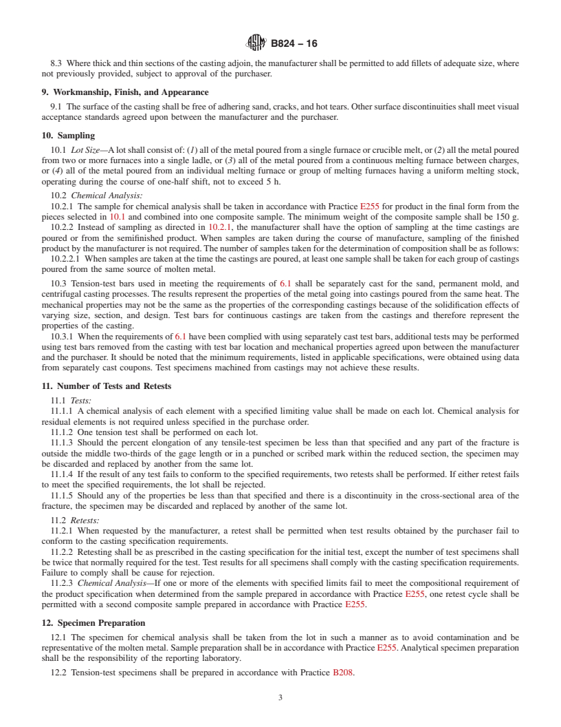 REDLINE ASTM B824-16 - Standard Specification for General Requirements for Copper Alloy Castings