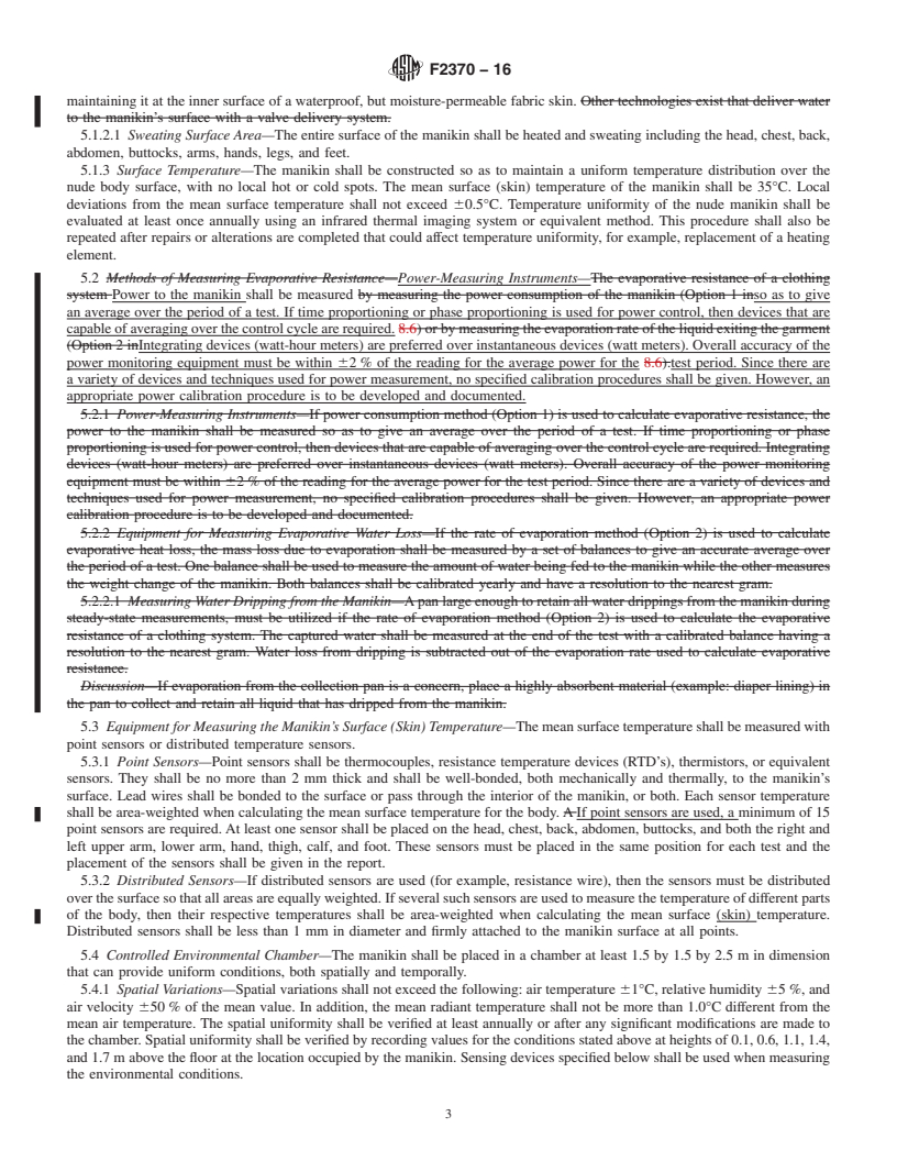 REDLINE ASTM F2370-16 - Standard Test Method for Measuring the Evaporative Resistance of Clothing Using a Sweating  Manikin