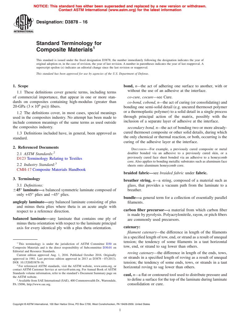 ASTM D3878-16 - Standard Terminology for  Composite Materials