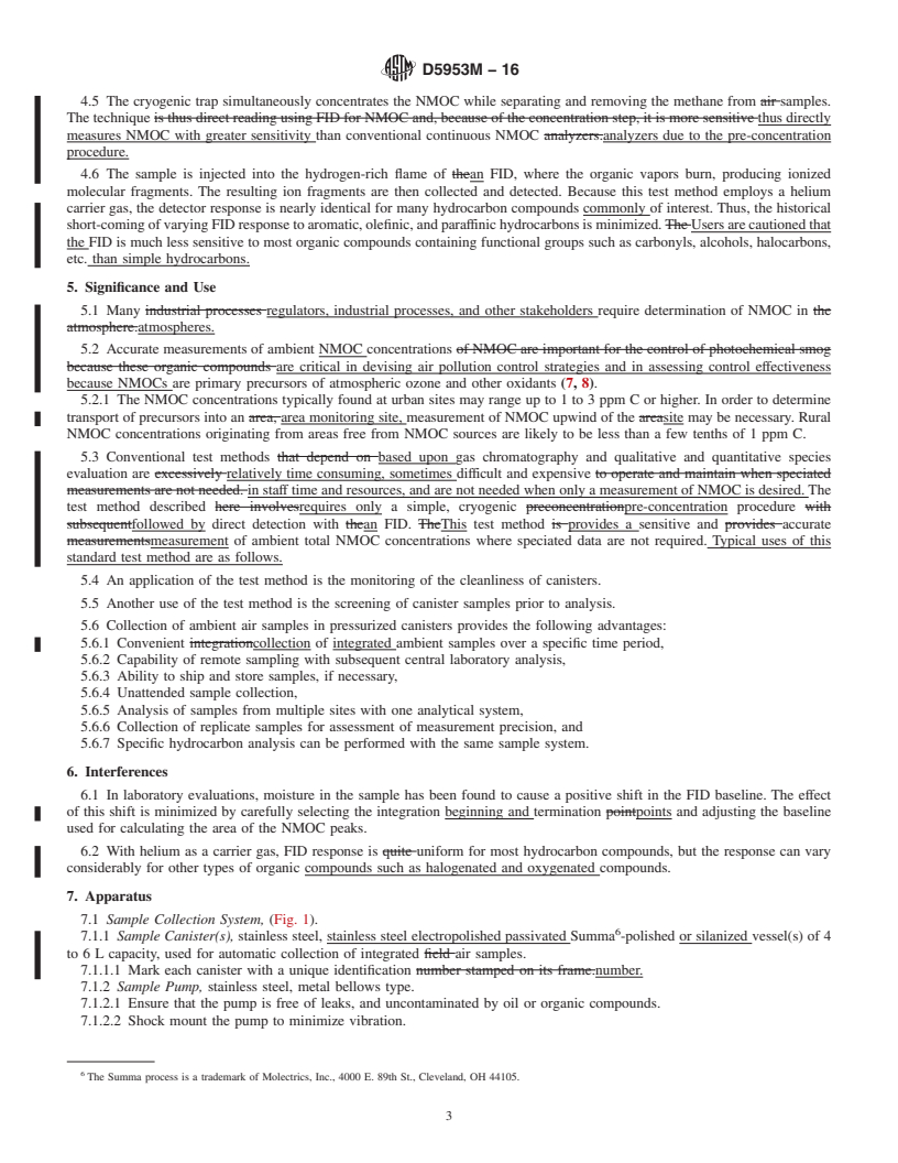 REDLINE ASTM D5953M-16 - Standard Test Method for  Determination of Non-methane Organic Compounds (NMOC) in Ambient  Air Using Cryogenic Preconcentration and Direct Flame Ionization Detection