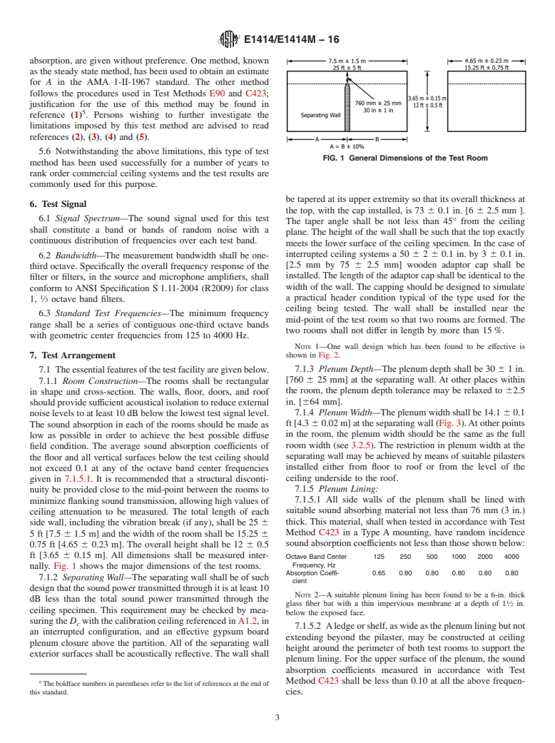 ASTM E1414/E1414M-16 - Standard Test Method for  Airborne Sound Attenuation Between Rooms Sharing a Common Ceiling  Plenum