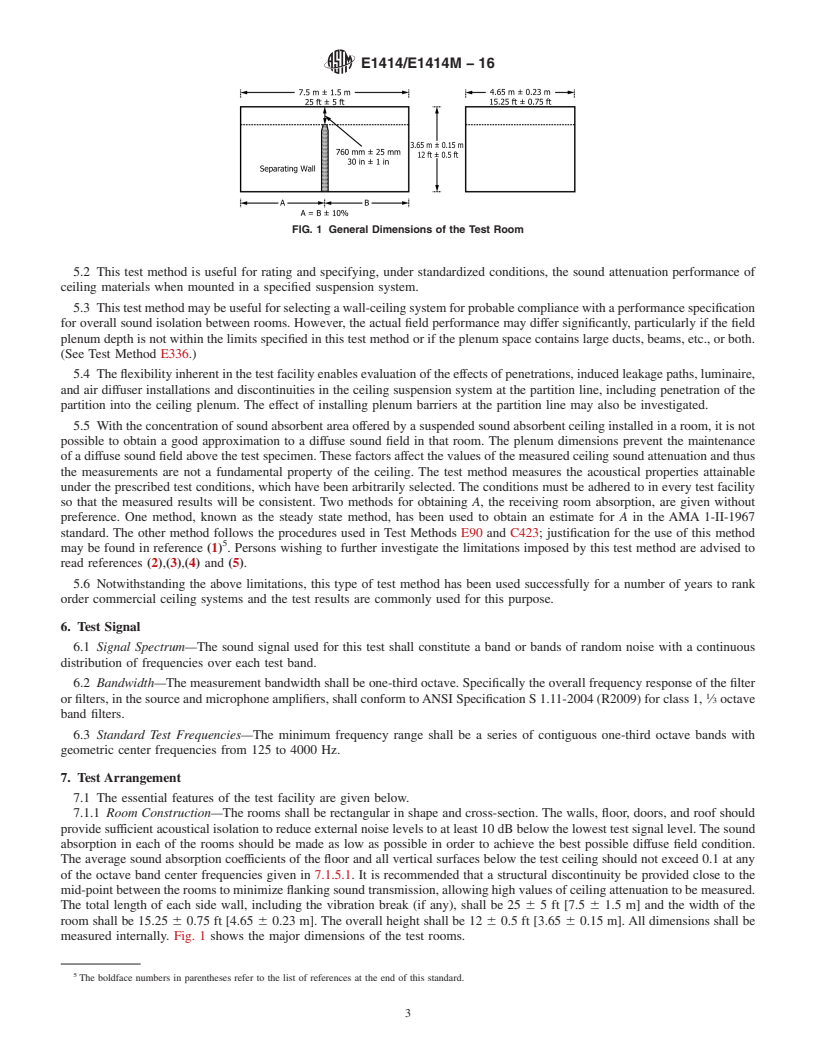 REDLINE ASTM E1414/E1414M-16 - Standard Test Method for  Airborne Sound Attenuation Between Rooms Sharing a Common Ceiling  Plenum