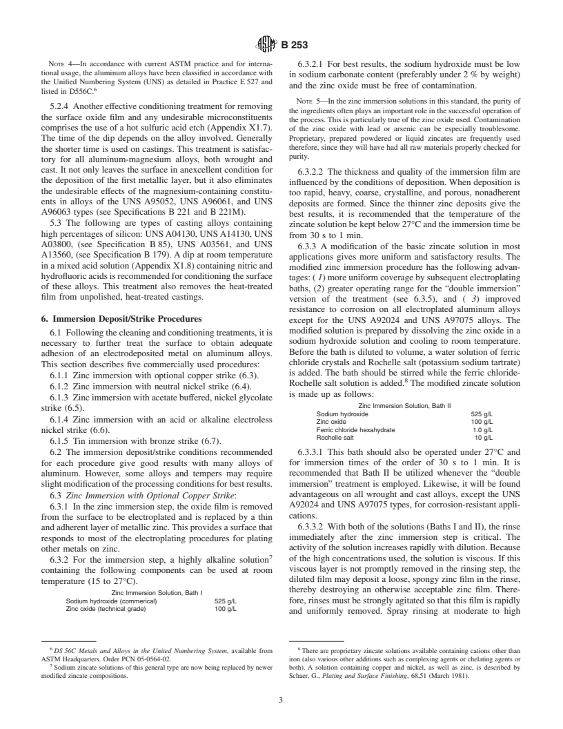 ASTM B253-87(1999)e1 - Standard Guide for Preparation of Aluminum Alloys for Electroplating