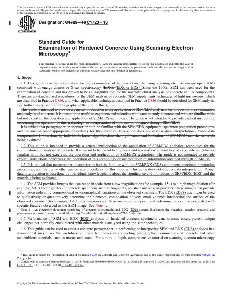 REDLINE ASTM C1723-16 - Standard Guide for  Examination of Hardened Concrete Using Scanning Electron Microscopy