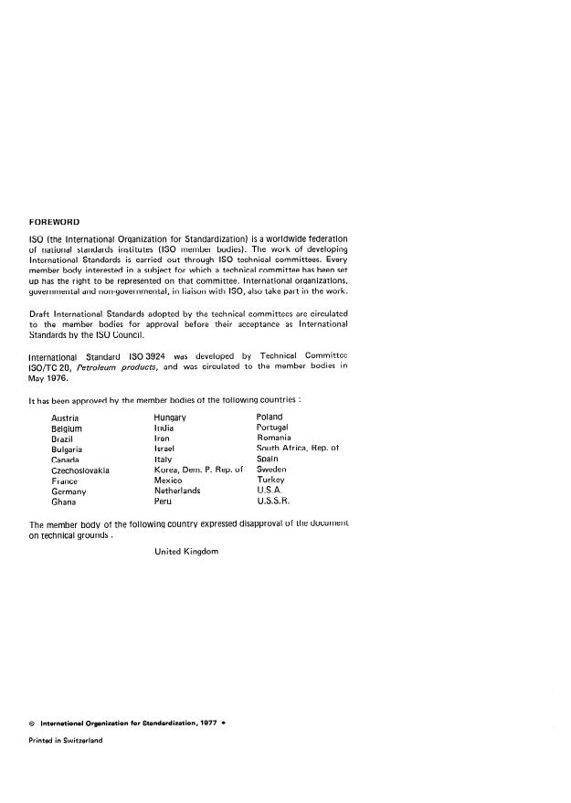 ISO 3924:1977 ISO 3924:1977 - Petroleum products -- Determination of boiling range distribution -- Gas chromatography method - Page 2 preview