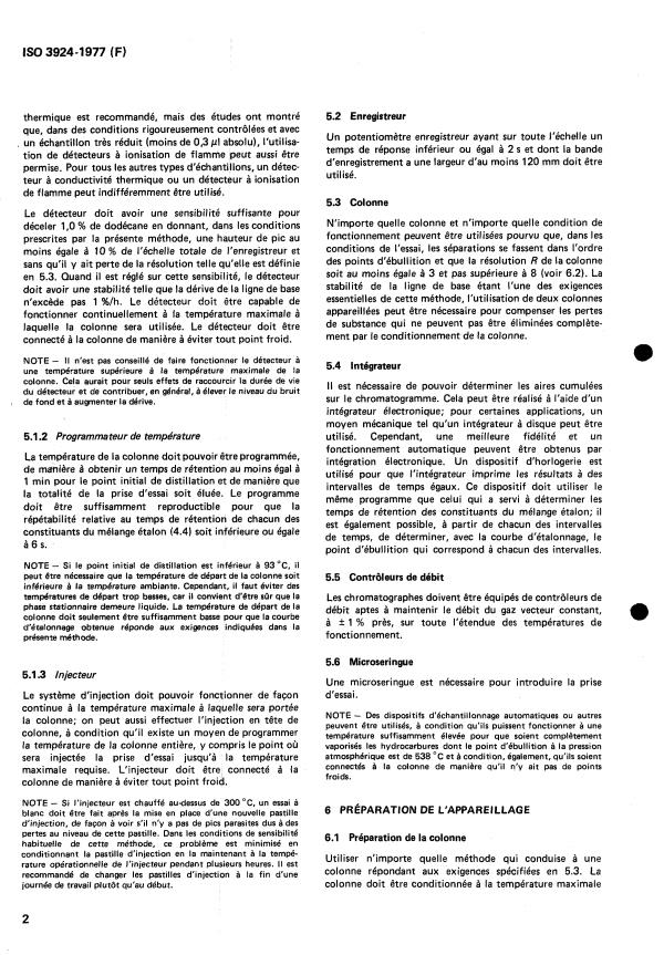 ISO 3924:1977 ISO 3924:1977 - Produits pétroliers -- Détermination de la répartition dans l'intervalle de distillation -- Méthode par chromatographie en phase gazeuse - Page 4 preview