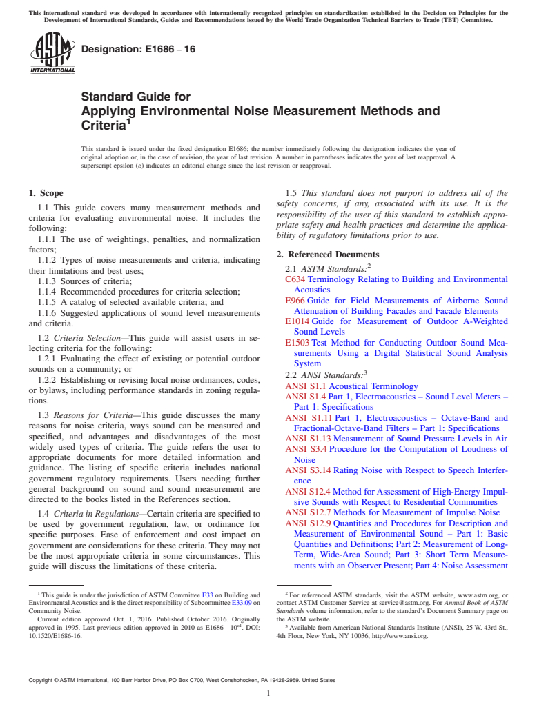 ASTM E1686-16 - Standard Guide for  Applying Environmental Noise Measurement Methods and Criteria