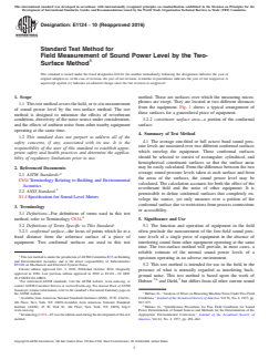 ASTM E1124-10(2016) ASTM E1124-10(2016) - Standard Test Method for Field Measurement of Sound Power Level by the Two-Surface Method - Page 1 preview