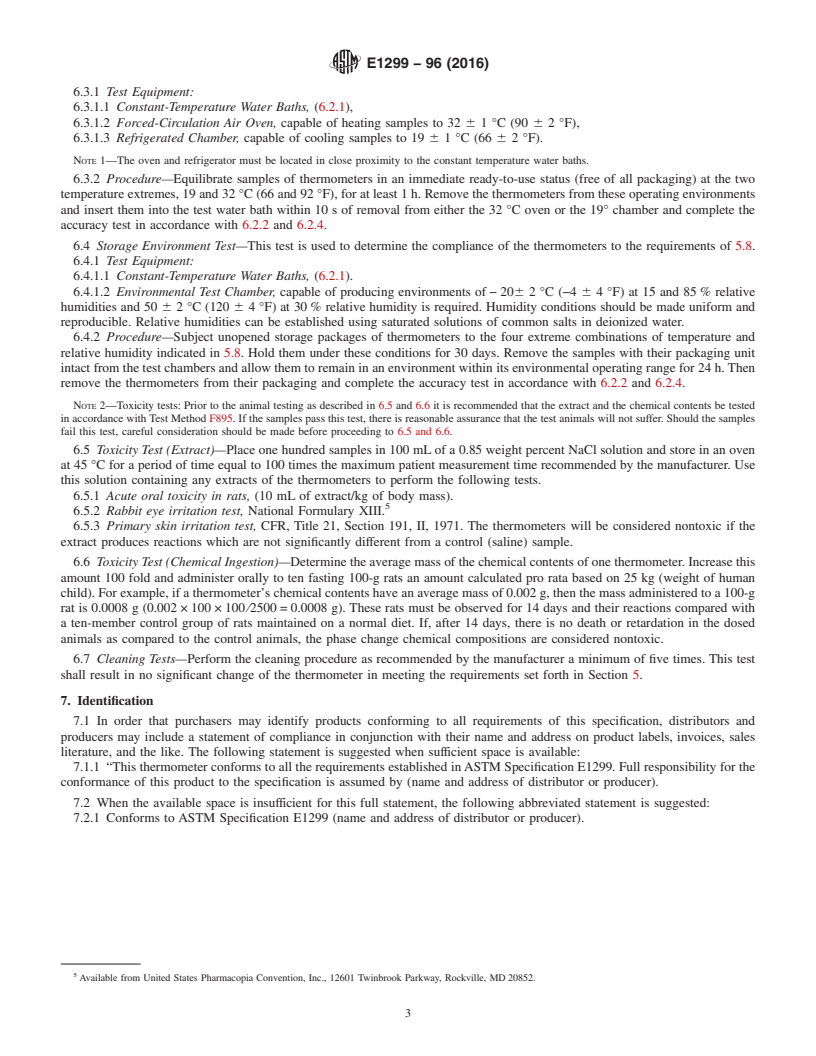 REDLINE ASTM E1299-96(2016) - Standard Specification for Reusable Phase-Change-Type Fever Thermometer for Intermittent  Determination of Human Temperature