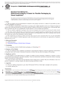 ASTM F1886/F1886M-16 REDLINE ASTM F1886/F1886M-16 - Standard Test Method for Determining Integrity of Seals for Flexible Packaging by Visual Inspection - Page 1 preview