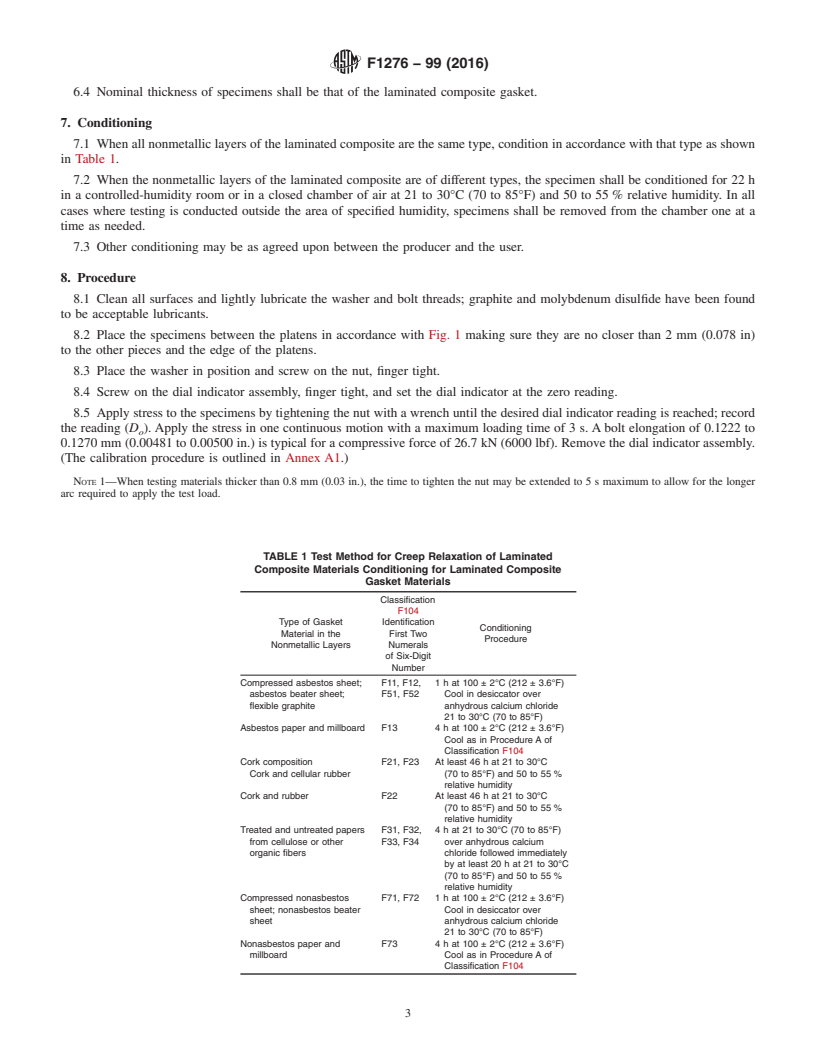 REDLINE ASTM F1276-99(2016) - Standard Test Method for  Creep Relaxation of Laminated Composite Gasket Materials