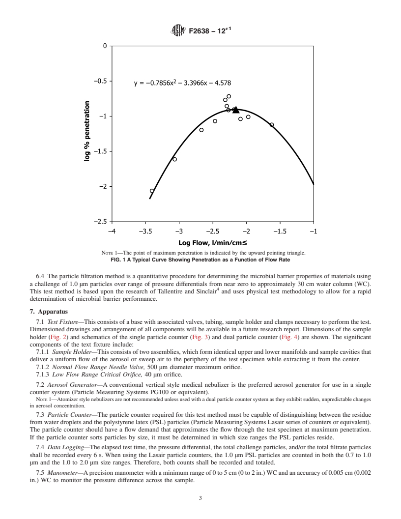 REDLINE ASTM F2638-12e1 - Standard Test Method for Using Aerosol Filtration for Measuring the Performance of Porous  Packaging Materials as a Surrogate Microbial Barrier