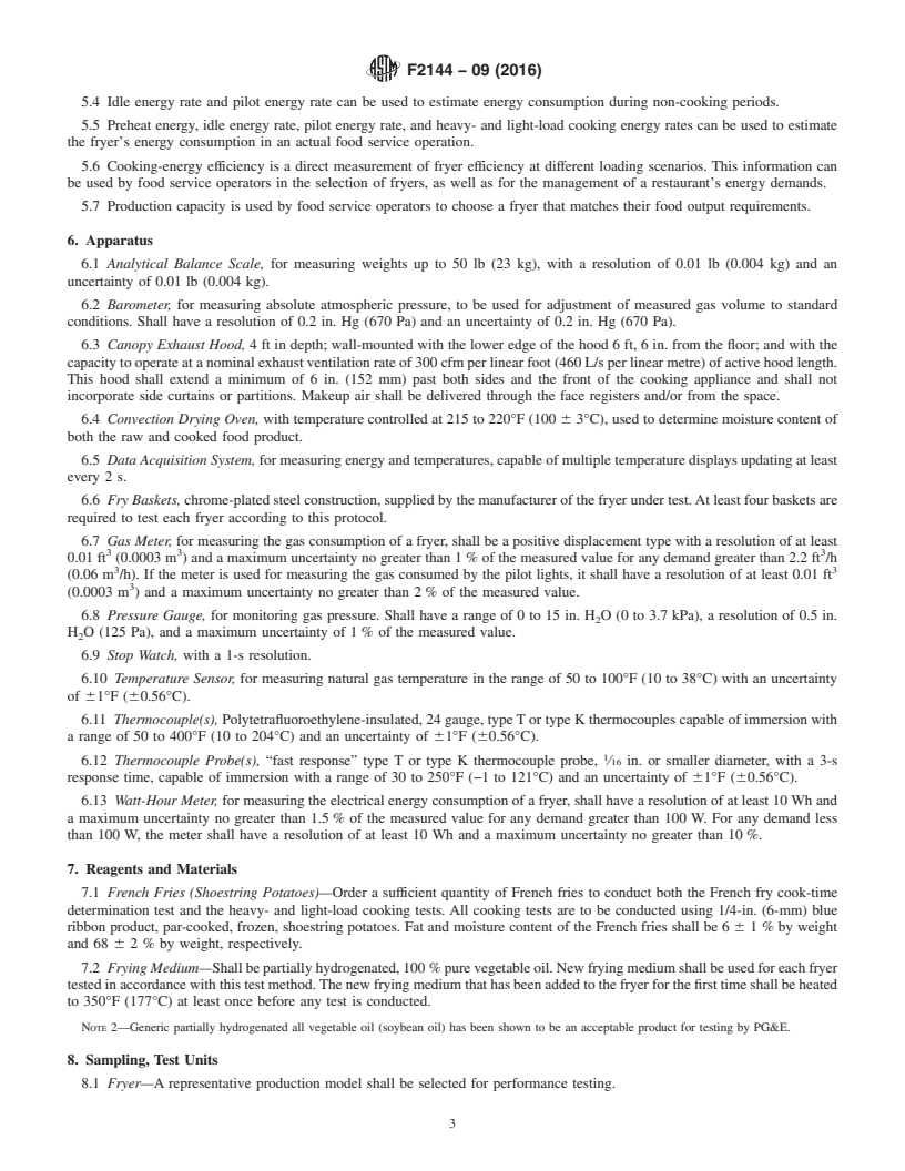 REDLINE ASTM F2144-09(2016) - Standard Test Method for  Performance of Large Open Vat Fryers