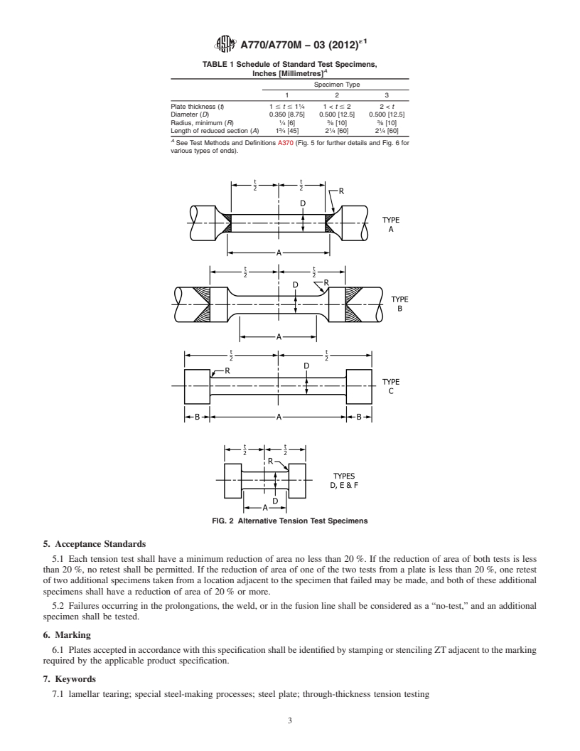 REDLINE ASTM A770/A770M-03(2012)e1 - Standard Specification for  Through-Thickness Tension Testing of Steel Plates for Special  Applications