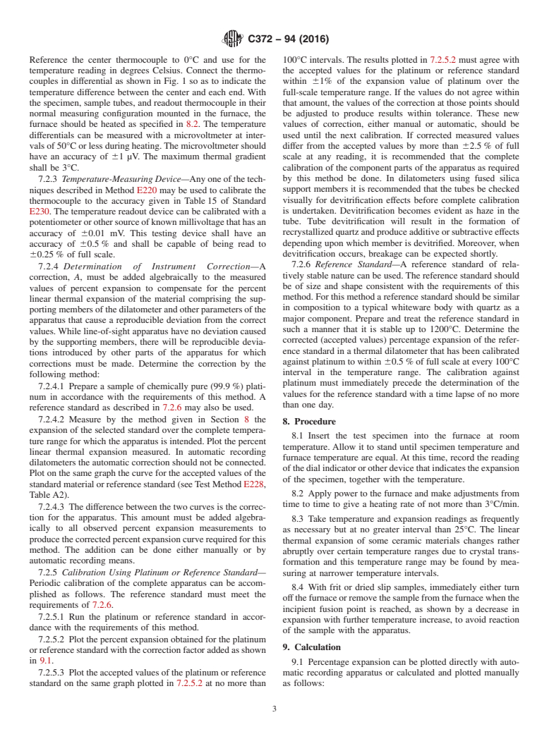 ASTM C372-94(2016) - Standard Test Method for  Linear Thermal Expansion of Porcelain Enamel and Glaze Frits   and Fired Ceramic Whiteware Products by the Dilatometer Method