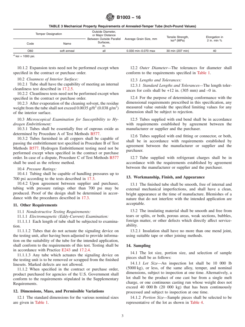 ASTM B1003-16 - Standard Specification for Seamless Copper Tube for Linesets