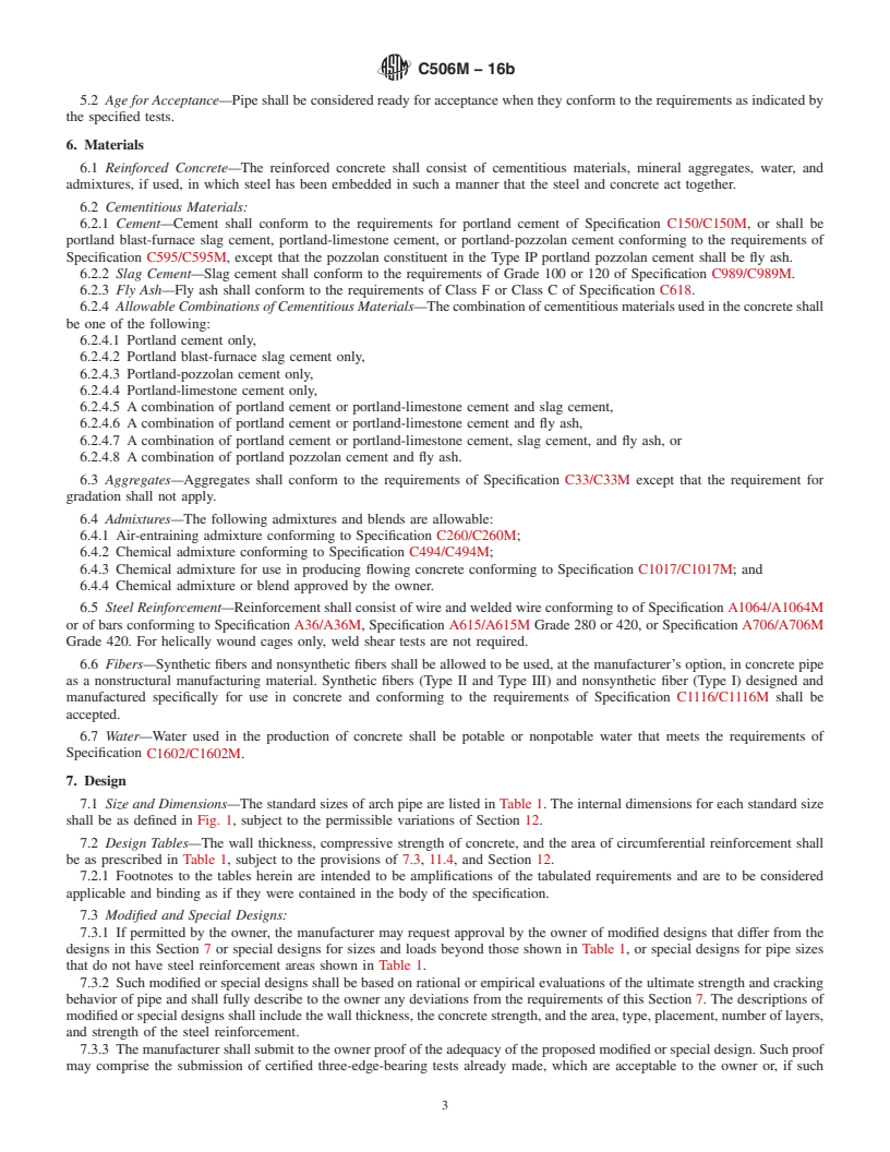 REDLINE ASTM C506M-16b - Standard Specification for Reinforced Concrete Arch Culvert, Storm Drain, and Sewer Pipe  (Metric)