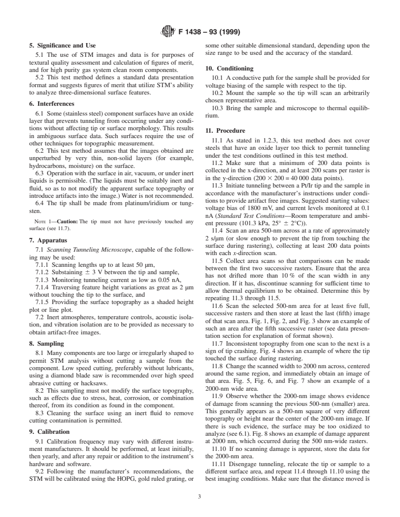 ASTM F1438-93(1999) - Standard Test Method for Determination of Surface Roughness by Scanning Tunneling Microscopy for Gas Distribution System Components