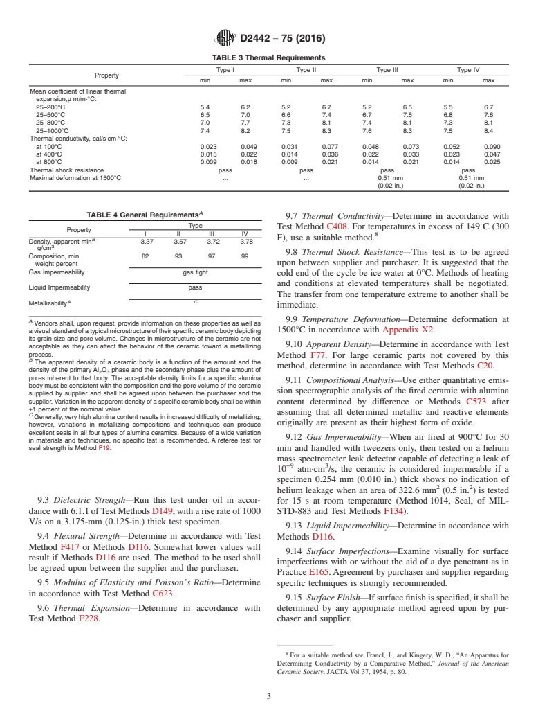 ASTM D2442-75(2016) - Standard Specification for  Alumina Ceramics for Electrical and Electronic Applications