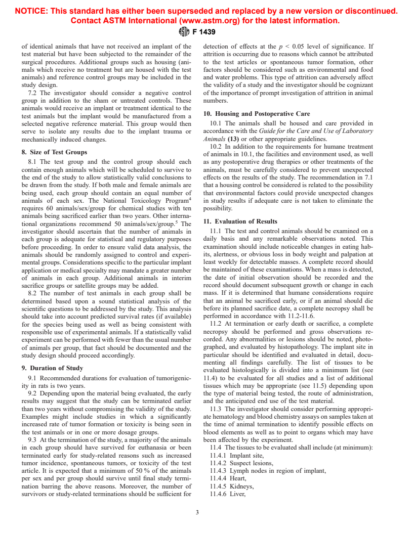 ASTM F1439-92(1996) - Standard Guide for Performance of Lifetime Bioassay for the Tumorigenic Potential of Implant Materials