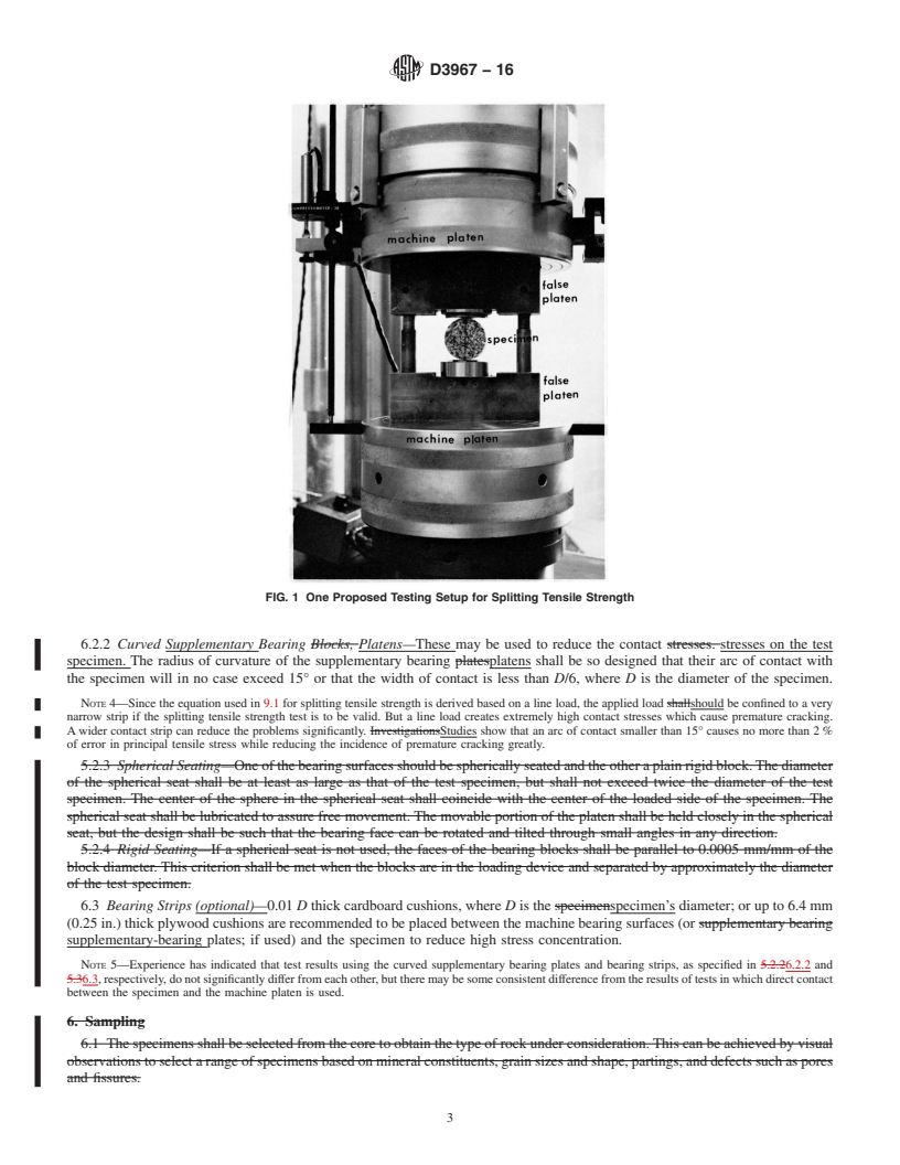 REDLINE ASTM D3967-16 - Standard Test Method for  Splitting Tensile Strength of Intact Rock Core Specimens