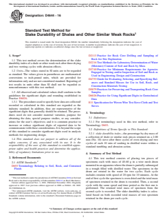 ASTM D4644-16 ASTM D4644-16 - Standard Test Method for Slake Durability of Shales and Other Similar Weak Rocks - Page 1 preview