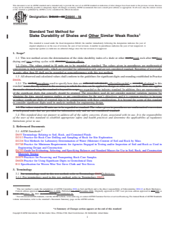 ASTM D4644-16 REDLINE ASTM D4644-16 - Standard Test Method for Slake Durability of Shales and Other Similar Weak Rocks - Page 1 preview