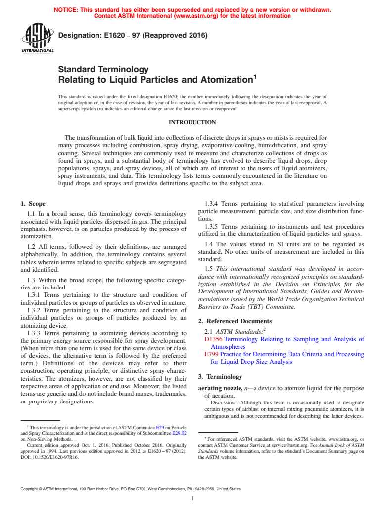 ASTM E1620-97(2016) - Standard Terminology  Relating to Liquid Particles and Atomization