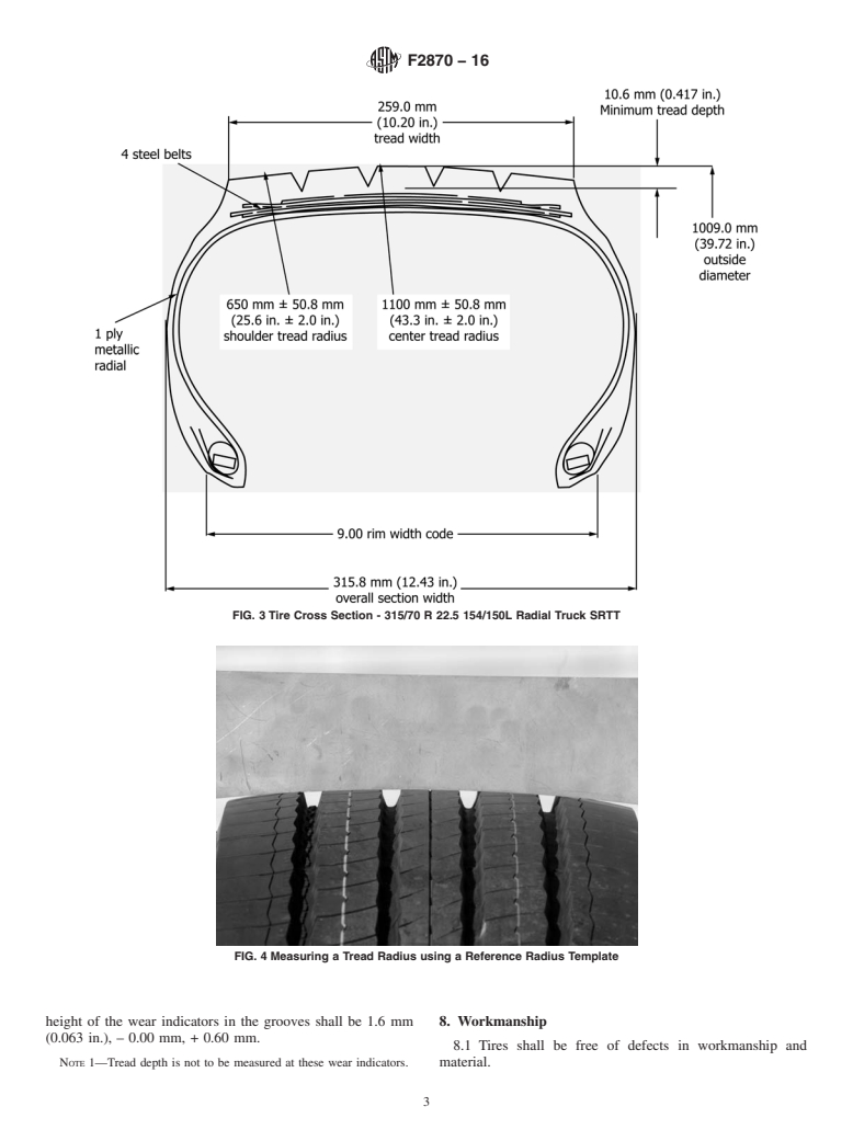 ASTM F2870-16 - Standard Specification for  315/70R22.5 154/150L Radial Truck Standard Reference Test Tire