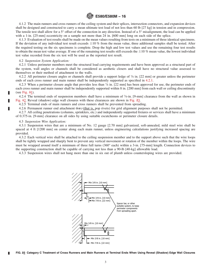 REDLINE ASTM E580/E580M-16 - Standard Practice for  Installation of Ceiling Suspension Systems for Acoustical Tile  and Lay-in Panels in Areas Subject to Earthquake Ground Motions