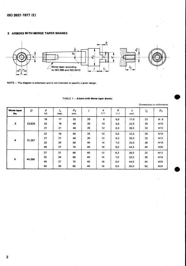 ISO 3937:1977 ISO 3937:1977 - Cutter arbors with tenon drive -- Dimensions - Page 4 preview