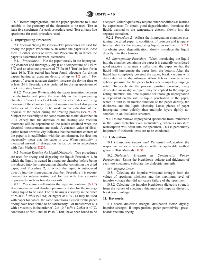 ASTM D2413-16 - Standard Practice for Preparation of Insulating Paper ...