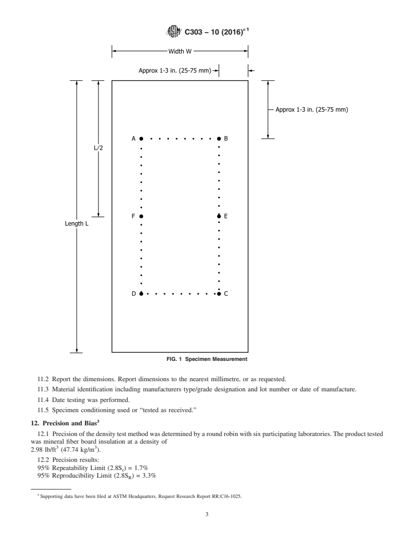 REDLINE ASTM C303-10(2016)e1 - Standard Test Method for  Dimensions and Density of Preformed Block and Board&#x2013;Type  Thermal  Insulation