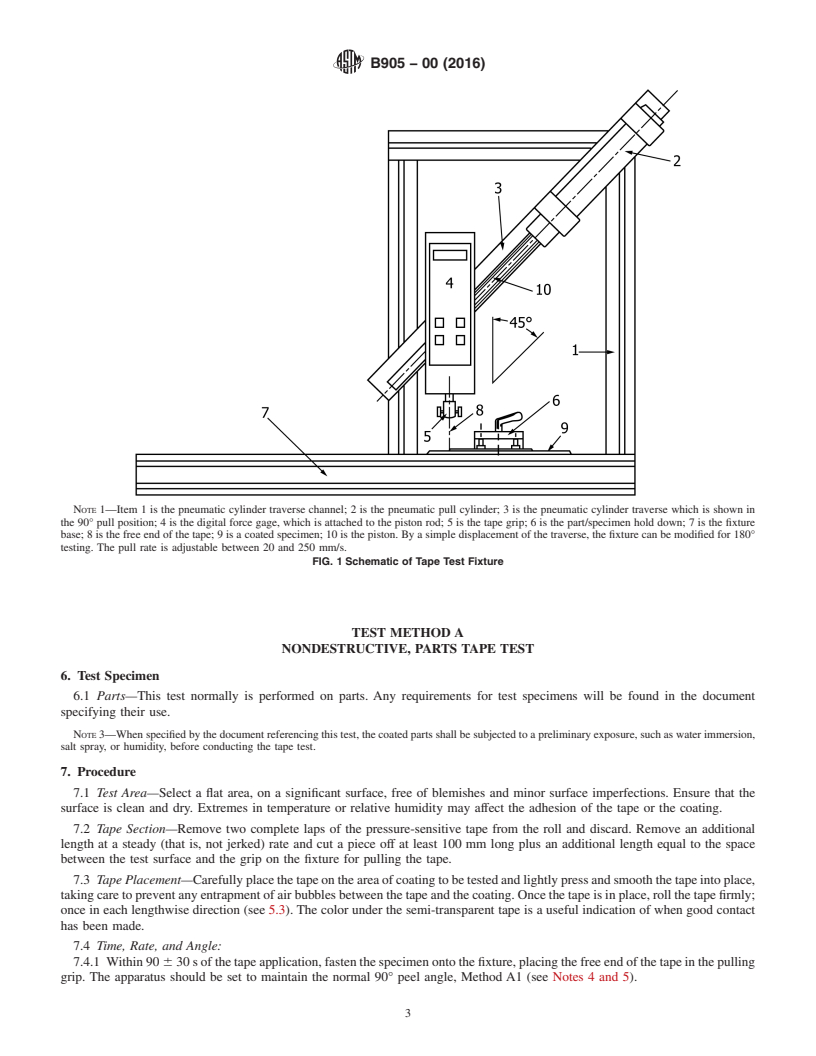 REDLINE ASTM B905-00(2016) - Standard Test Methods for  Assessing the Adhesion of Metallic and Inorganic Coatings by   the Mechanized Tape Test