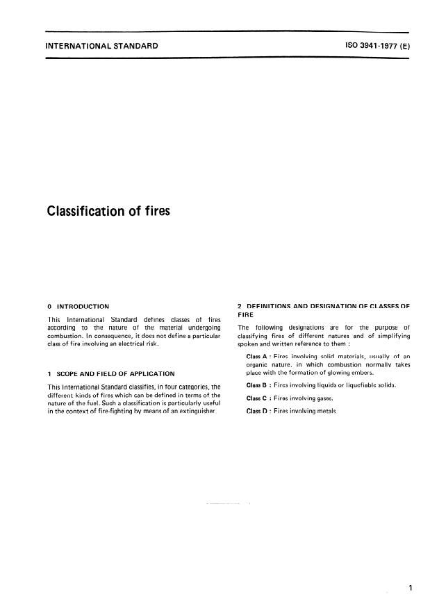 ISO 3941:1977 - Classification of fires
