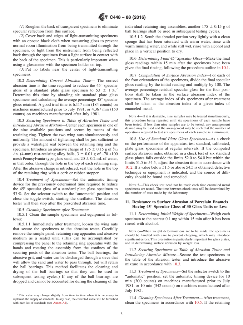 ASTM C448-88(2016) - Standard Test Methods for  Abrasion Resistance of Porcelain Enamels