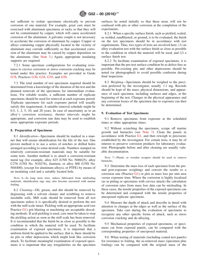 ASTM G52-00(2016)e1 - Standard Practice for  Exposing and Evaluating Metals and Alloys in Surface Seawater