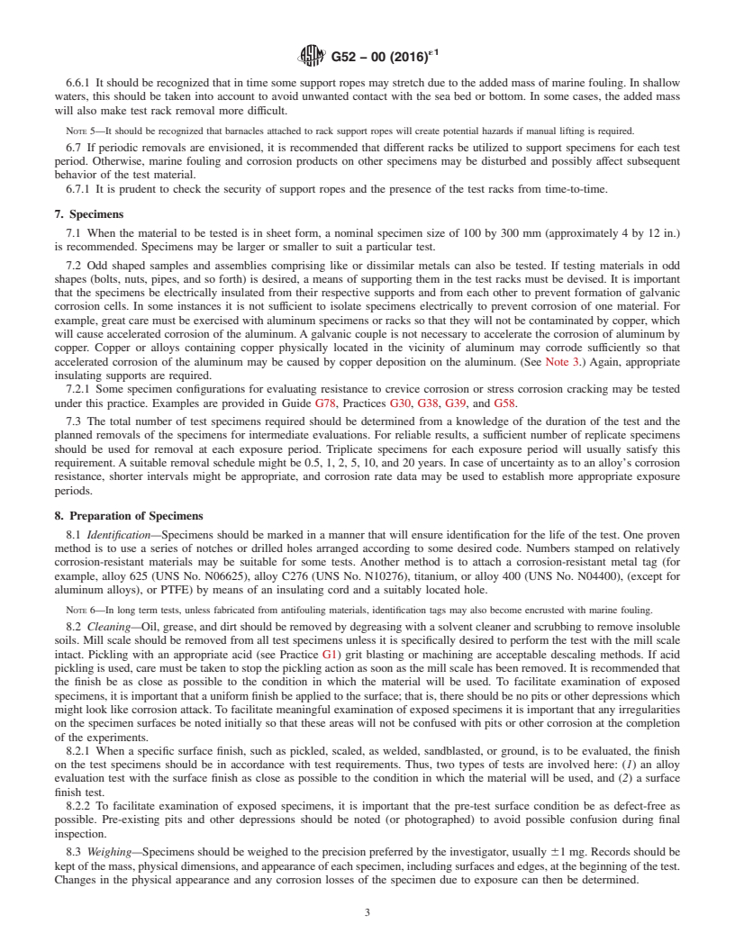 REDLINE ASTM G52-00(2016)e1 - Standard Practice for  Exposing and Evaluating Metals and Alloys in Surface Seawater