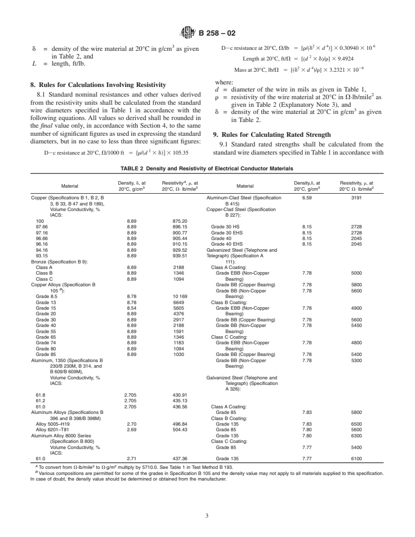 ASTM B258-02 - Standard Specification for Standard Nominal Diameters and Cross-Sectional Areas of AWG Sizes of Solid Round Wires Used as Electrical Conductors