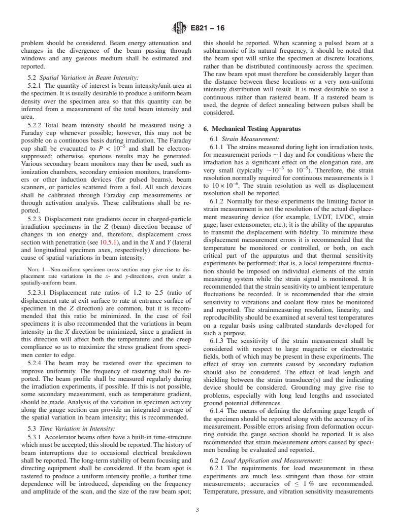 ASTM E821-16 - Standard Practice for  Measurement of Mechanical Properties During Charged-Particle  Irradiation