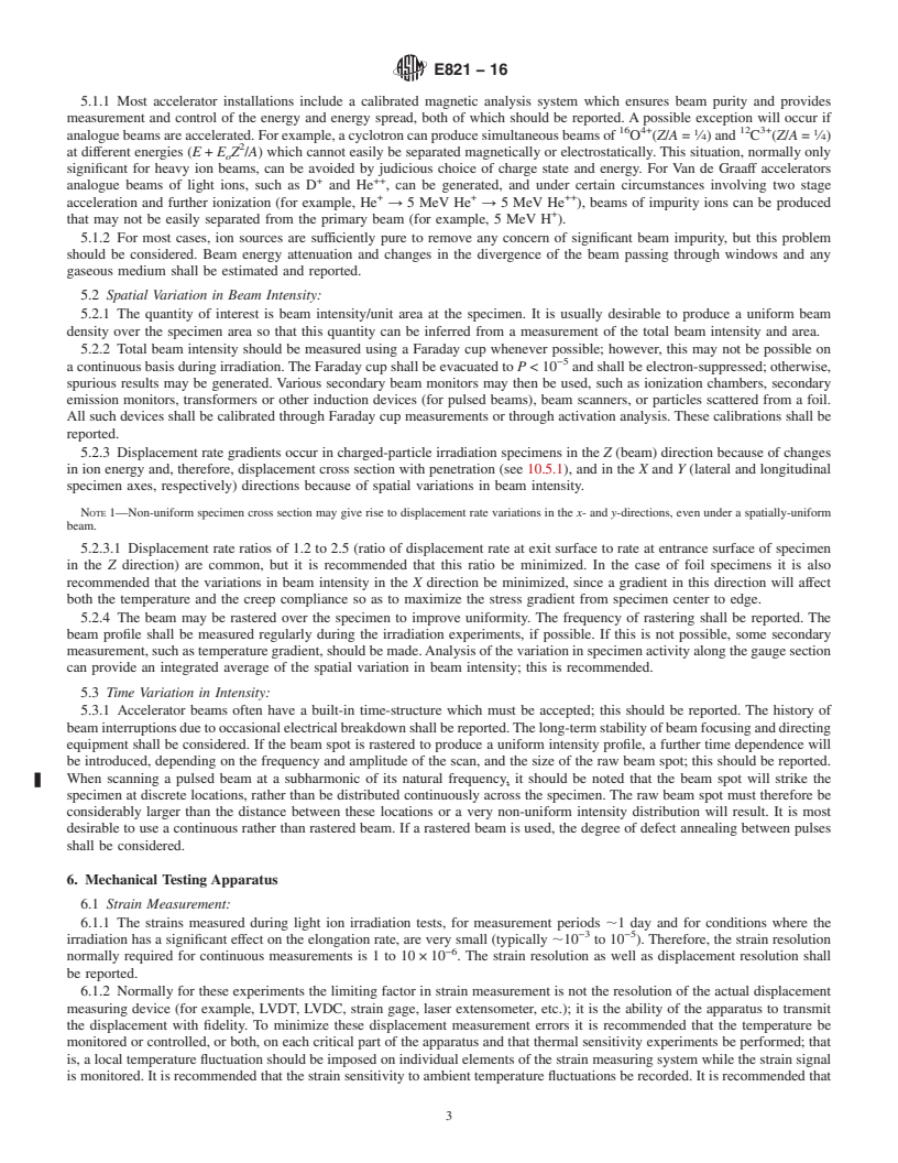 REDLINE ASTM E821-16 - Standard Practice for  Measurement of Mechanical Properties During Charged-Particle  Irradiation